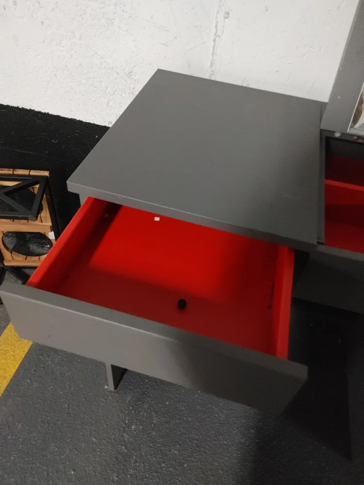 IKEA BRIMNES vanity table  with Red Drawers & mirror image indicator(2)