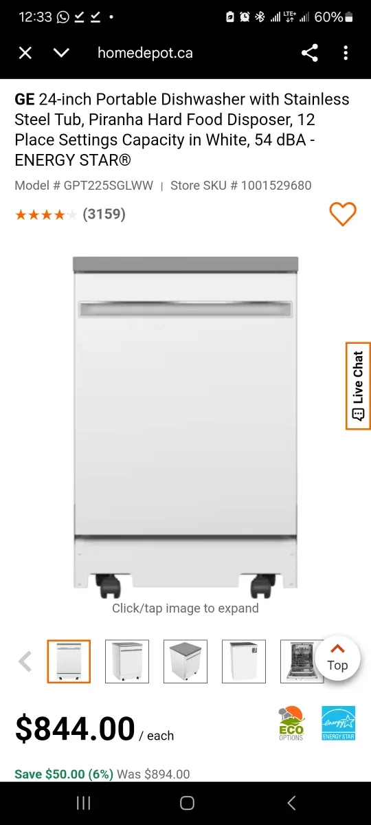 GE 24-inch Portable Dishwasher - White image indicator(2)