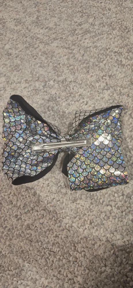 Silver Mermaid Scale Hair Bow image indicator(2)