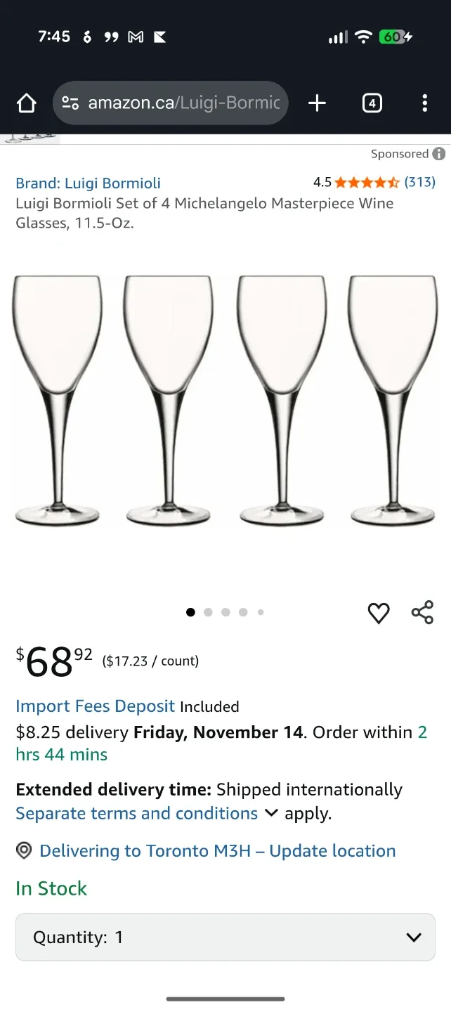 Luigi Bormioli Michelangelo Wine Glasses, Set of 4 image indicator(3)
