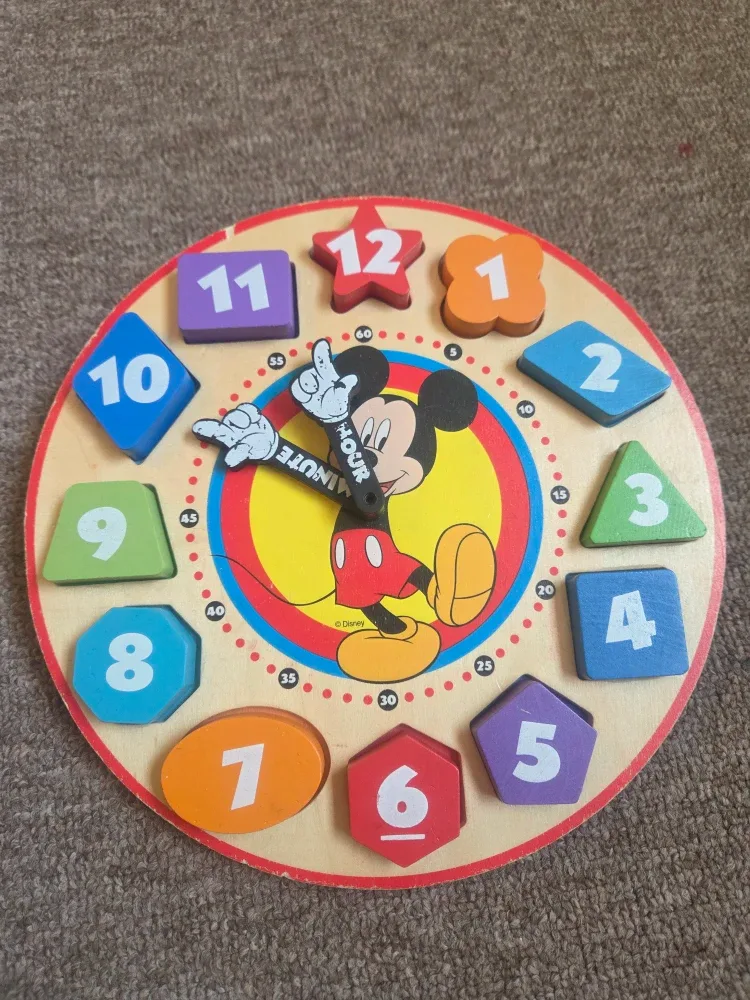 Disney Mickey Mouse Wooden Shape Sorting Clock