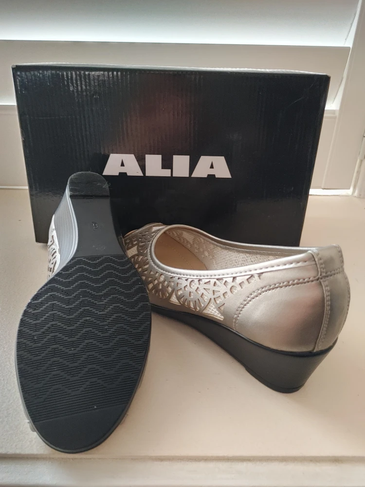 Alia Silver Peep Toe Shoes - Size 6