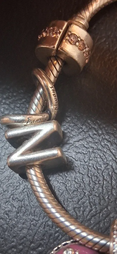 Pandora Silver initial "N" and Birthday Cake Charm Bracelet image indicator(7)