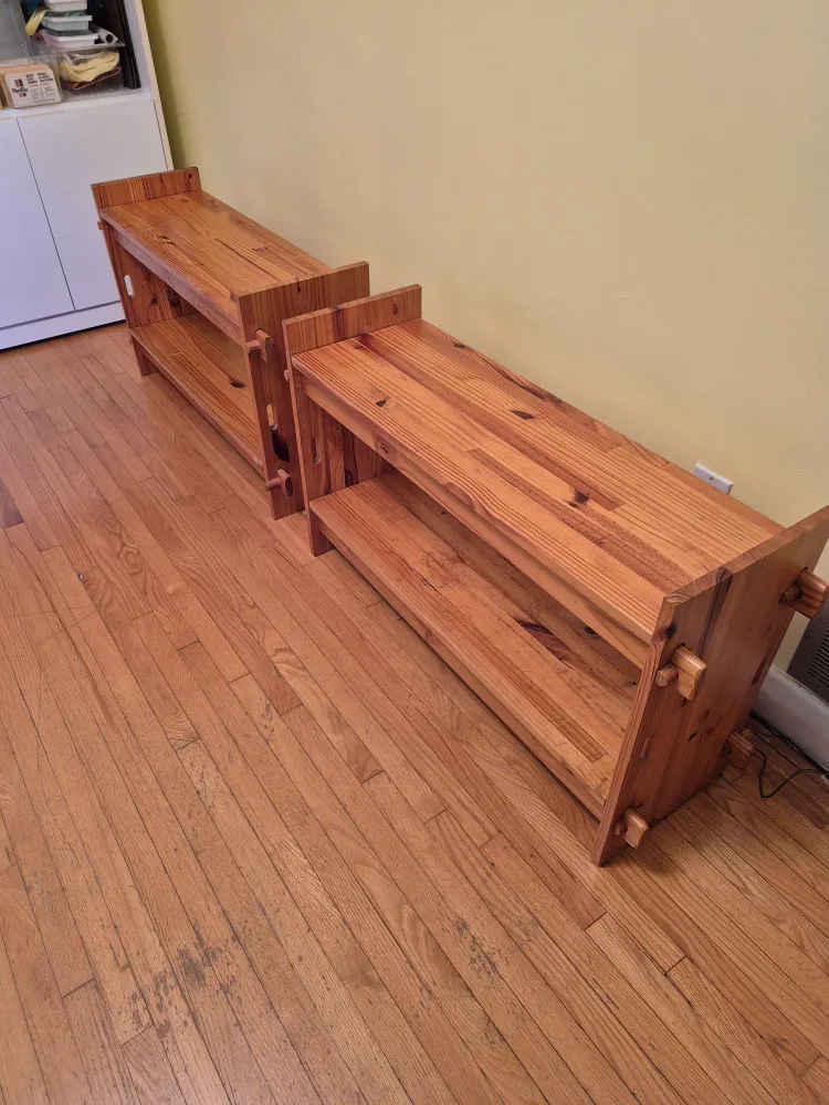 4 x Low Shelf Units, Artisan-Made, Solid Wood, Vintage image indicator(10)