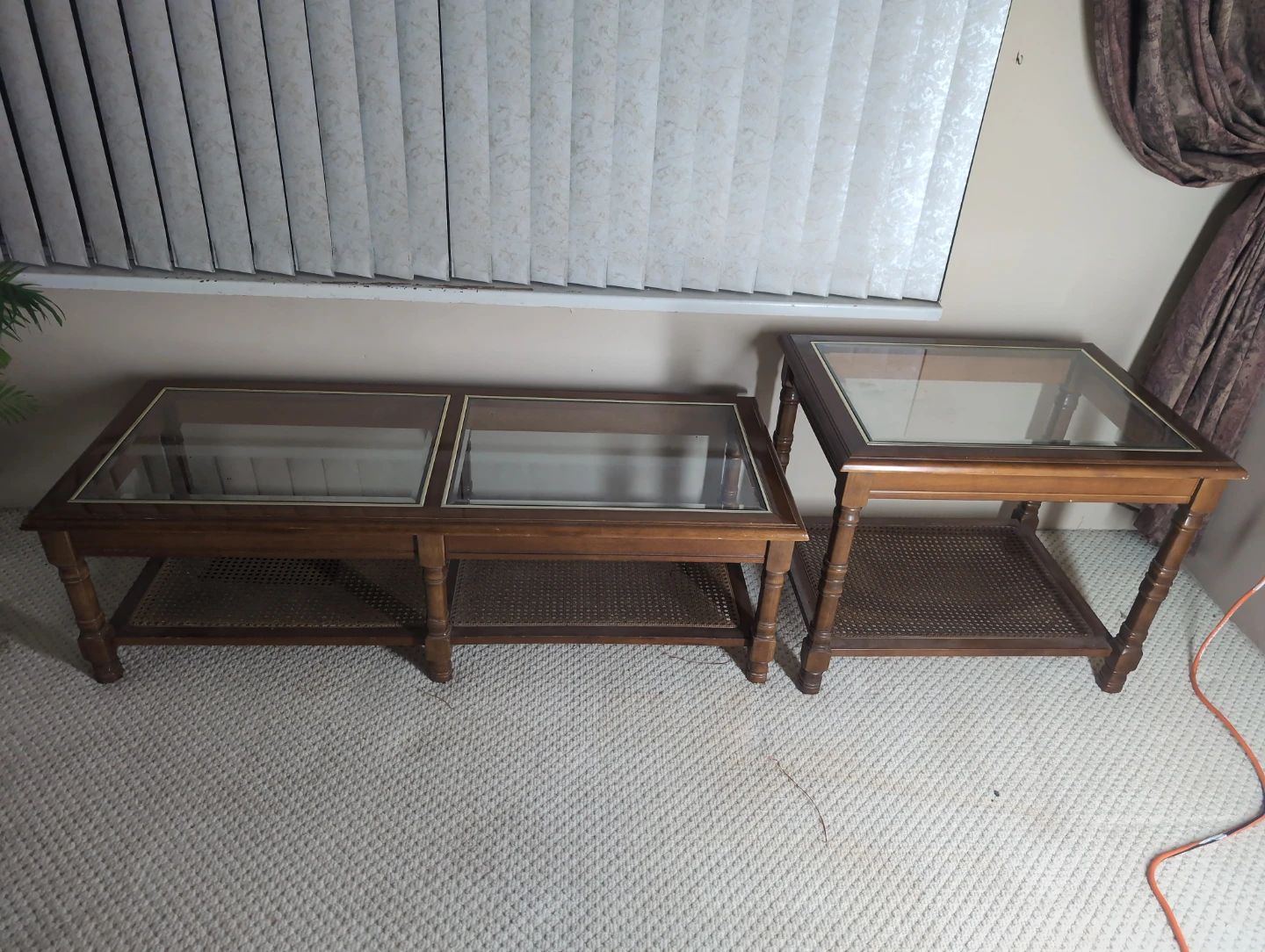 Coffee Table & Side Table Set - Glass Top