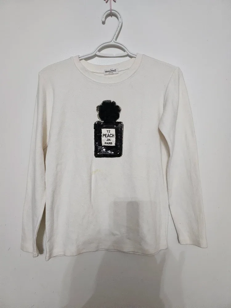 Bean Pole Paris White Long Sleeve Top