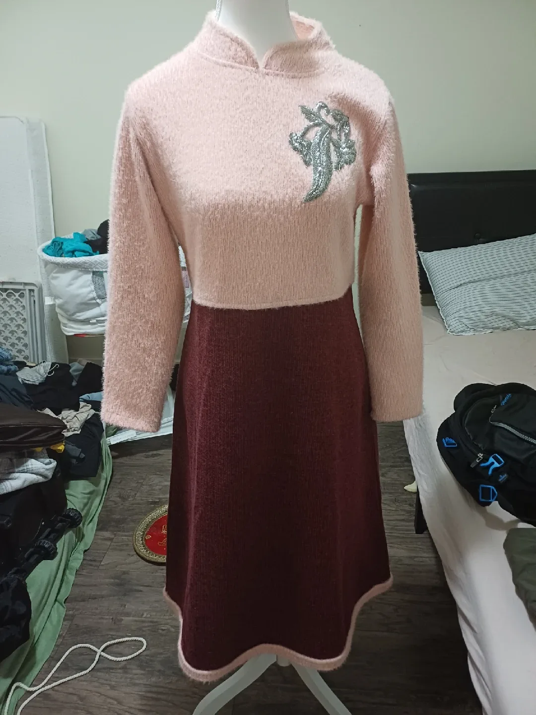 Two-Tone Pink & Burgundy Dress thumbnail