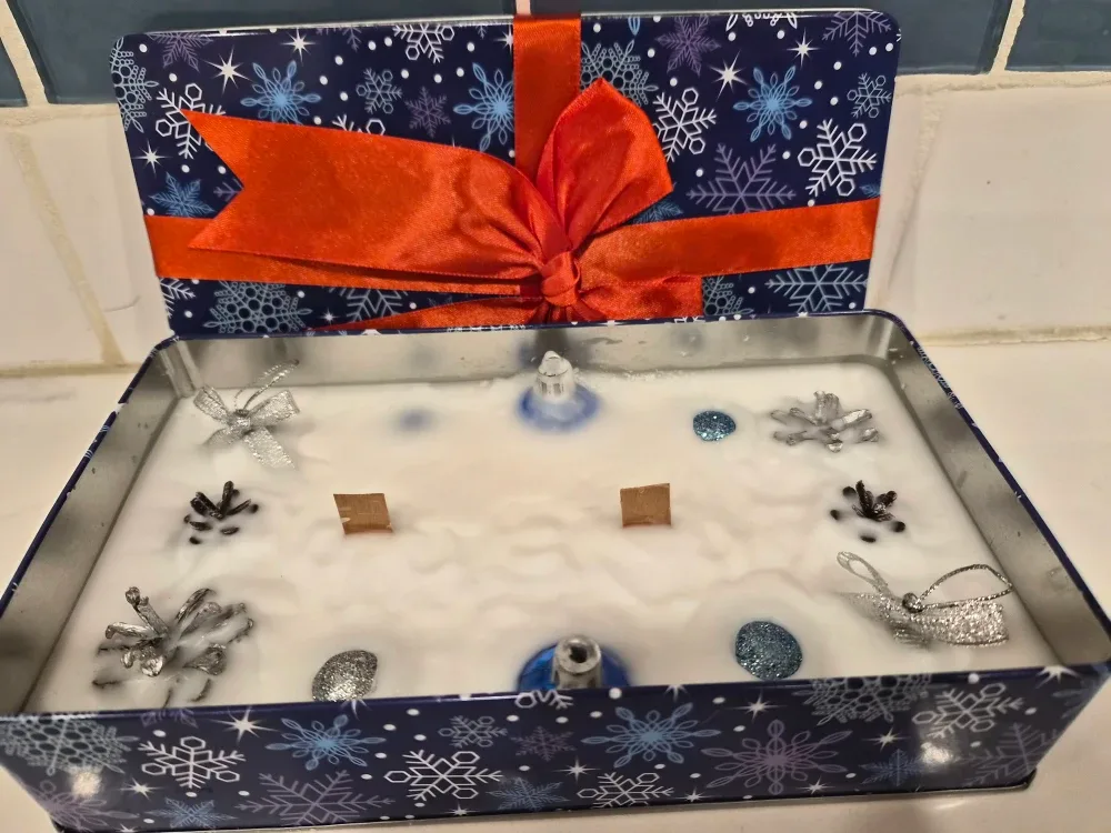 Holiday Candle in Snowflake Tin
