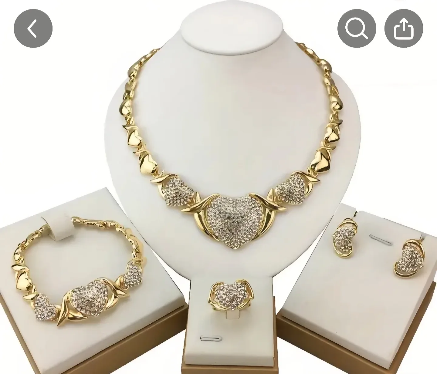 Heart Jewelry Set - Necklace, Bracelet, Ring, Earrings image indicator(2)