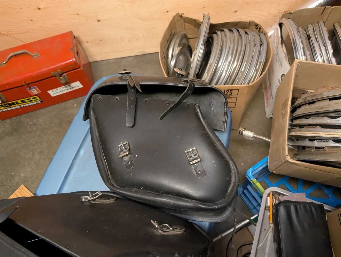 Motorcycle Saddlebags - Black Leather