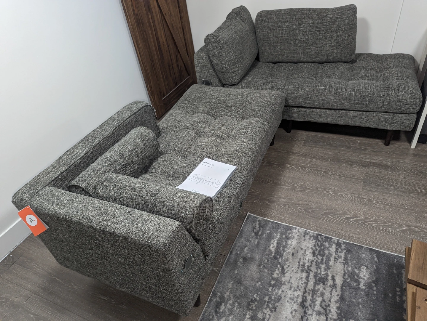 Brand New Assembled Article Sven Sectional Sofa - Gray
