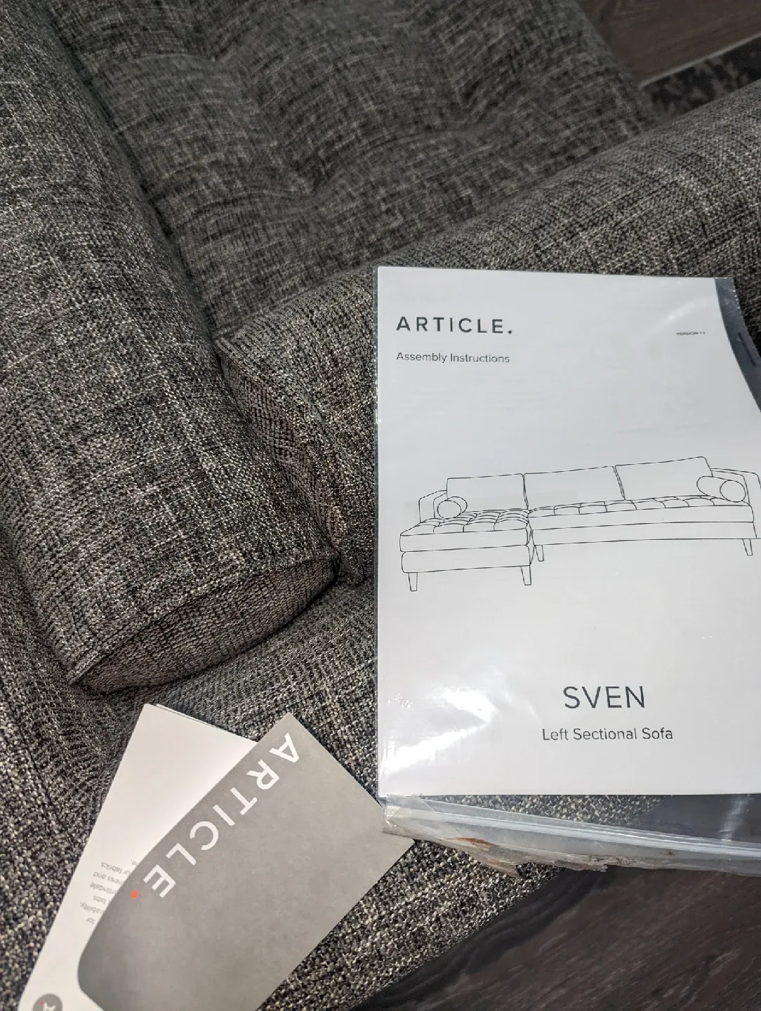 Brand New Assembled Article Sven Sectional Sofa - Gray image indicator(3)