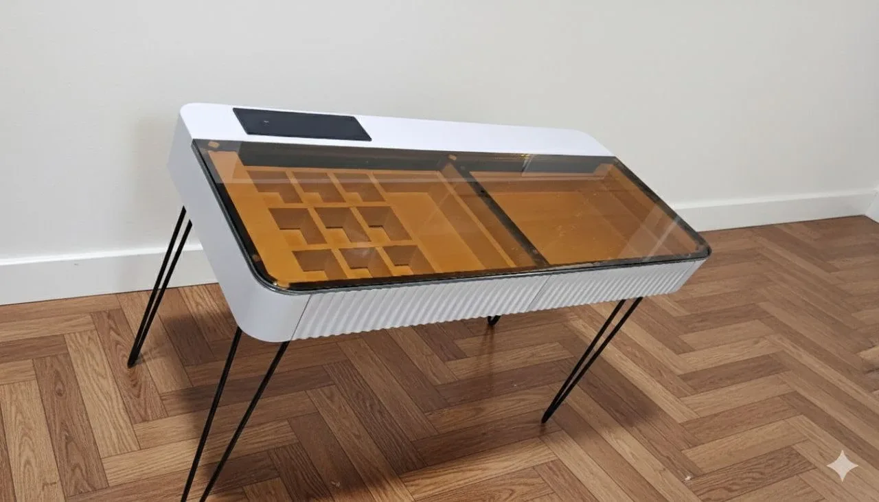 Modern White & Gold Desk with Storage image indicator(7)