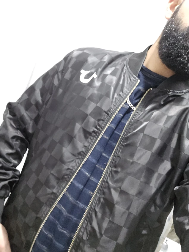 True Religion Black Checkered Bomber Jacket - photo 4