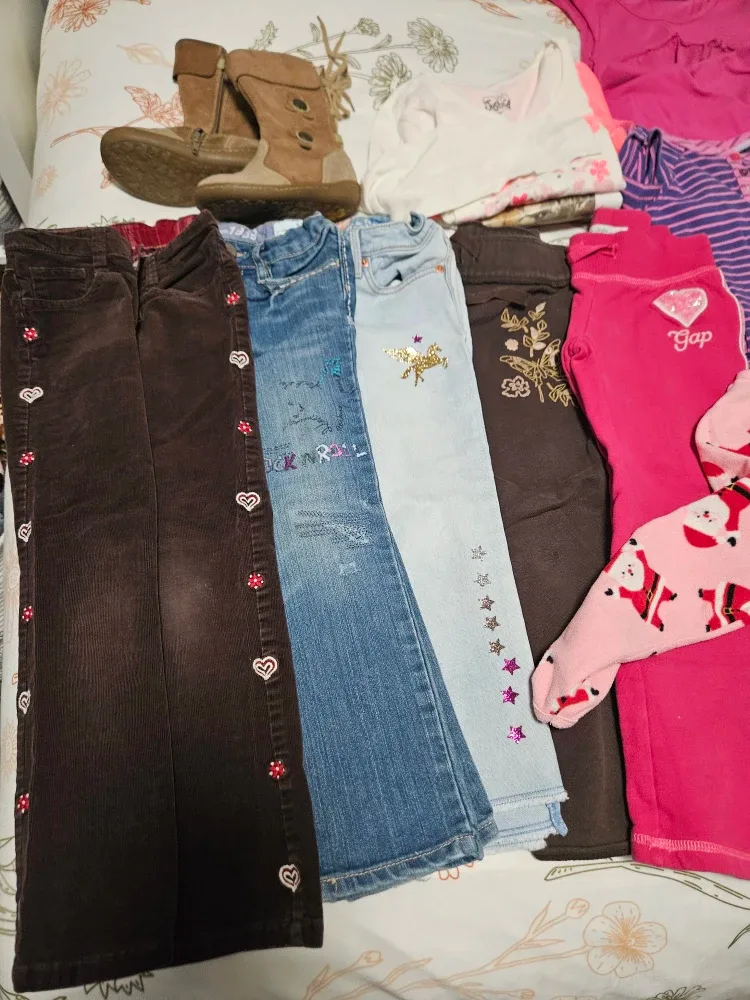 5 T Girl's clothes and Boots Size 27
