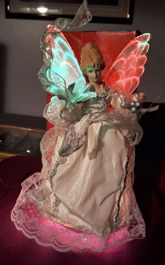 Vintage Sterling ANIMATED Fiber Optic ANGEL Tree Topper - photo 4