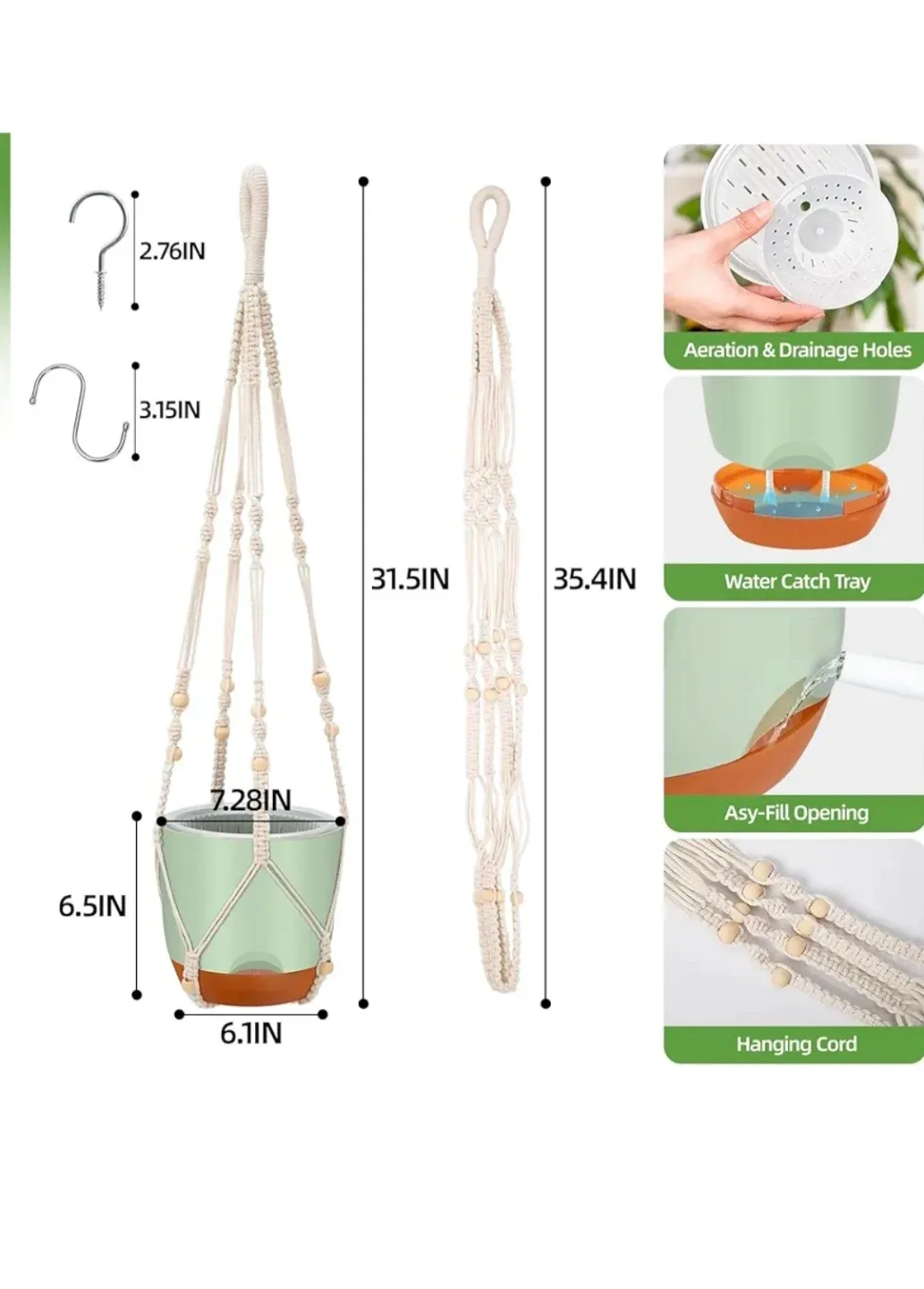 Hanging Planter with Self Watering Pot 2 pcs image indicator(5)