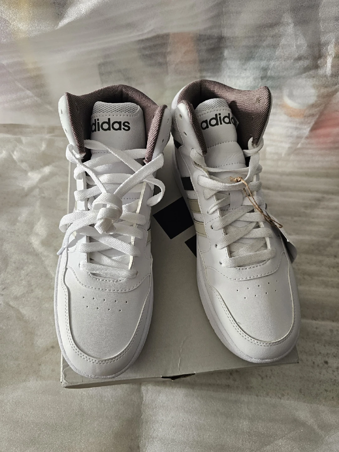 New Adidas Hoops 3.0 Mid K White Sneakers - US 6 - photo 3