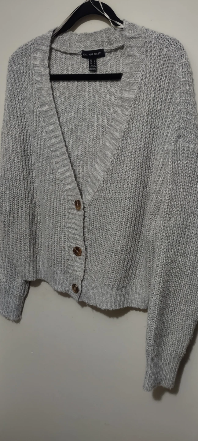 Streetwear Society.  loose-fit cardigan  Grey Knit Cardigan