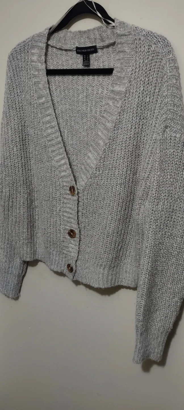 Streetwear Society.  loose-fit cardigan  Grey Knit Cardigan thumbnail
