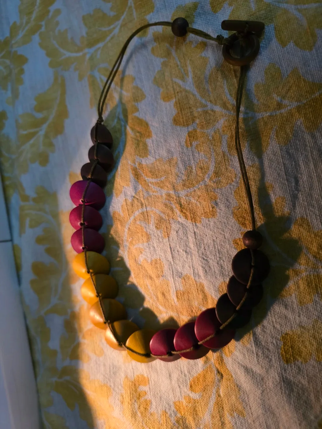 Wooden Bead Necklace - Yellow, Red, Brown image indicator(2)