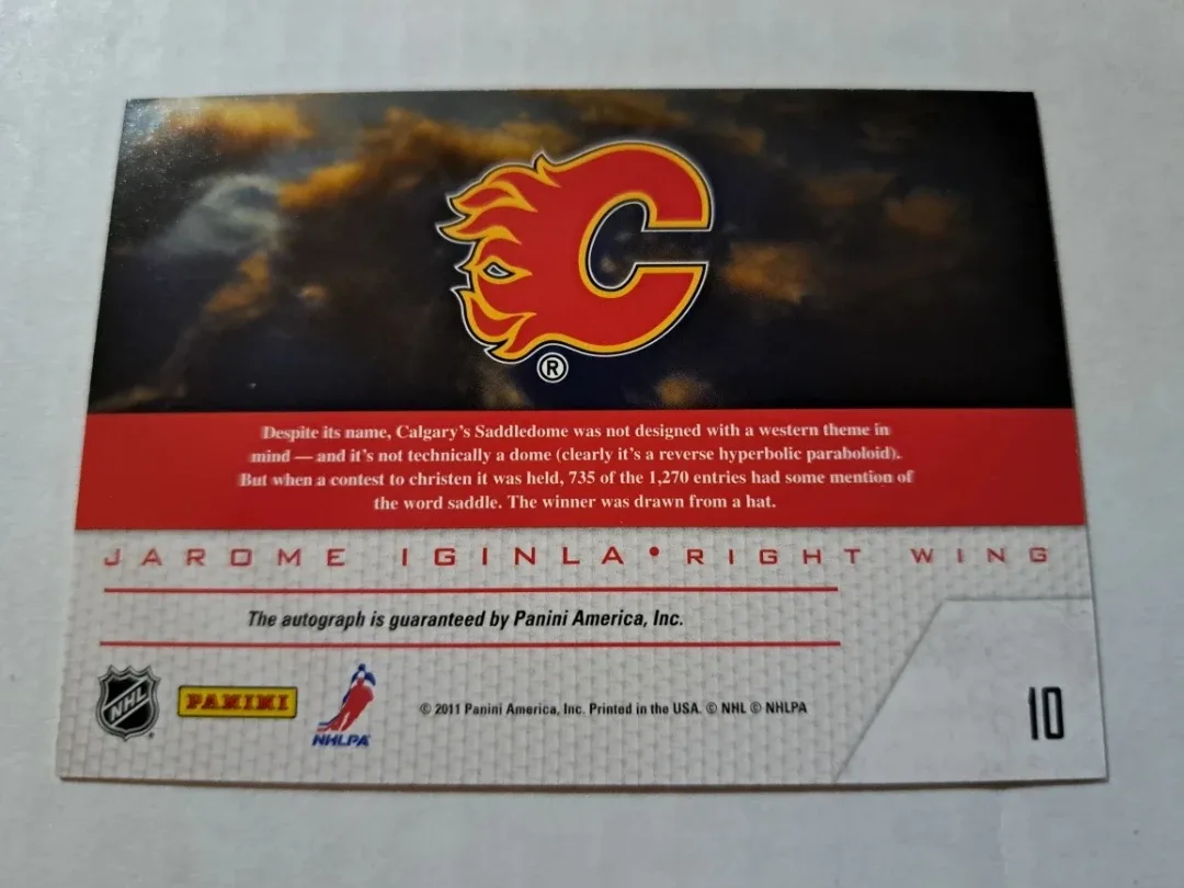 2011 Panini, game night Jarome Iginla, autograph image indicator(4)