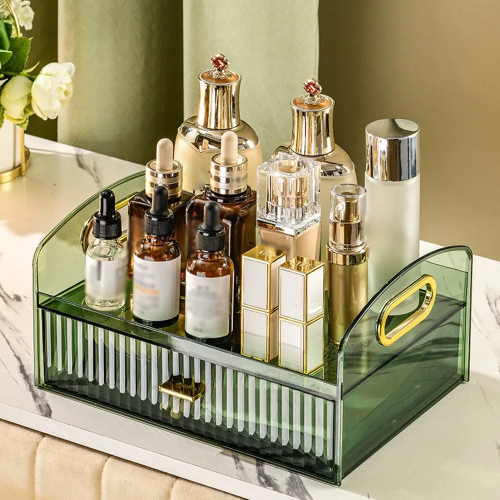 Acrylic Makeup Organizer with Drawer - Green