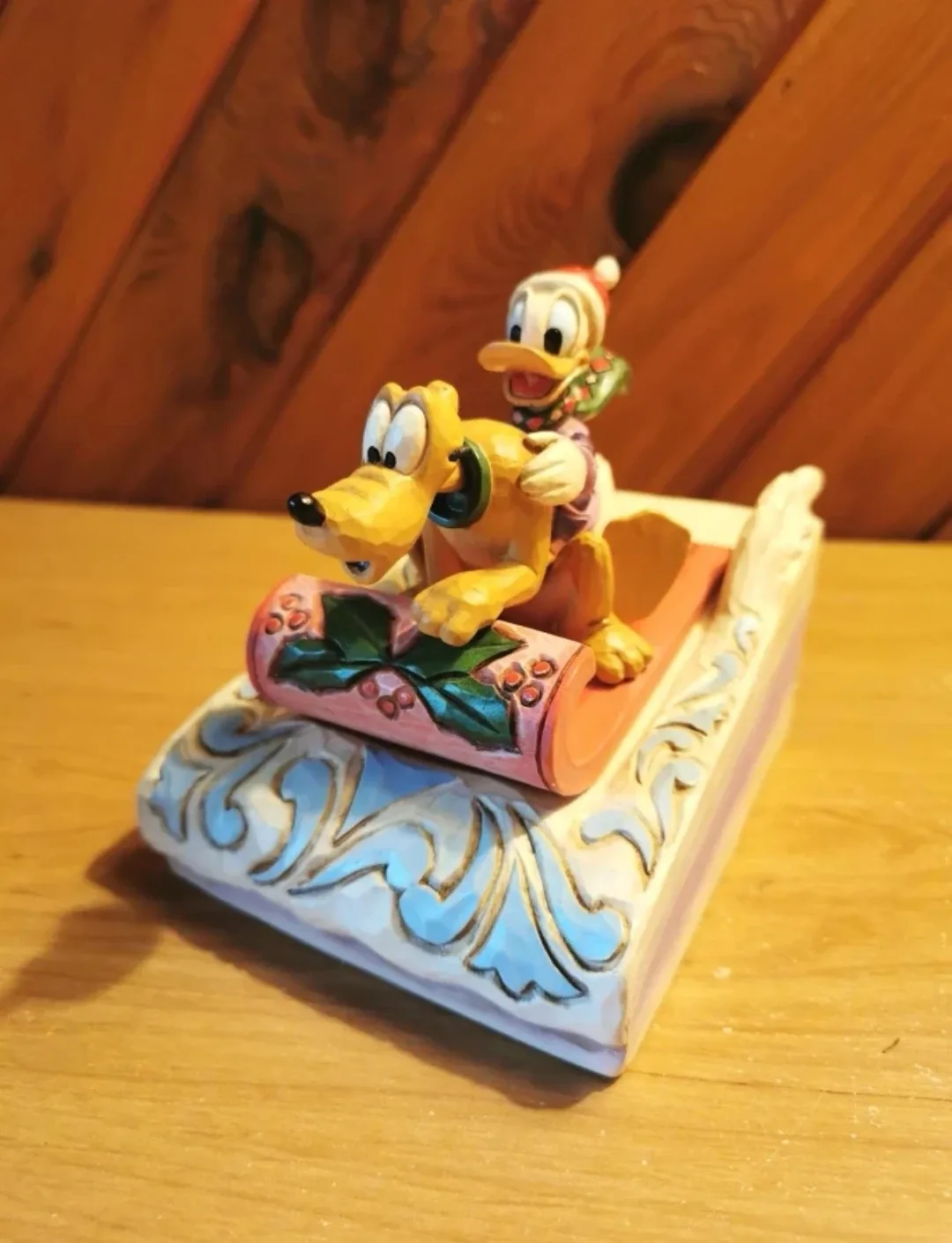 Vintage Donald Duck and Pluto Sledding Decor