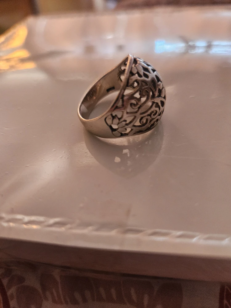 VTG  Solid Sterling Silver Ring Flower Filigree 7.5 - photo 2