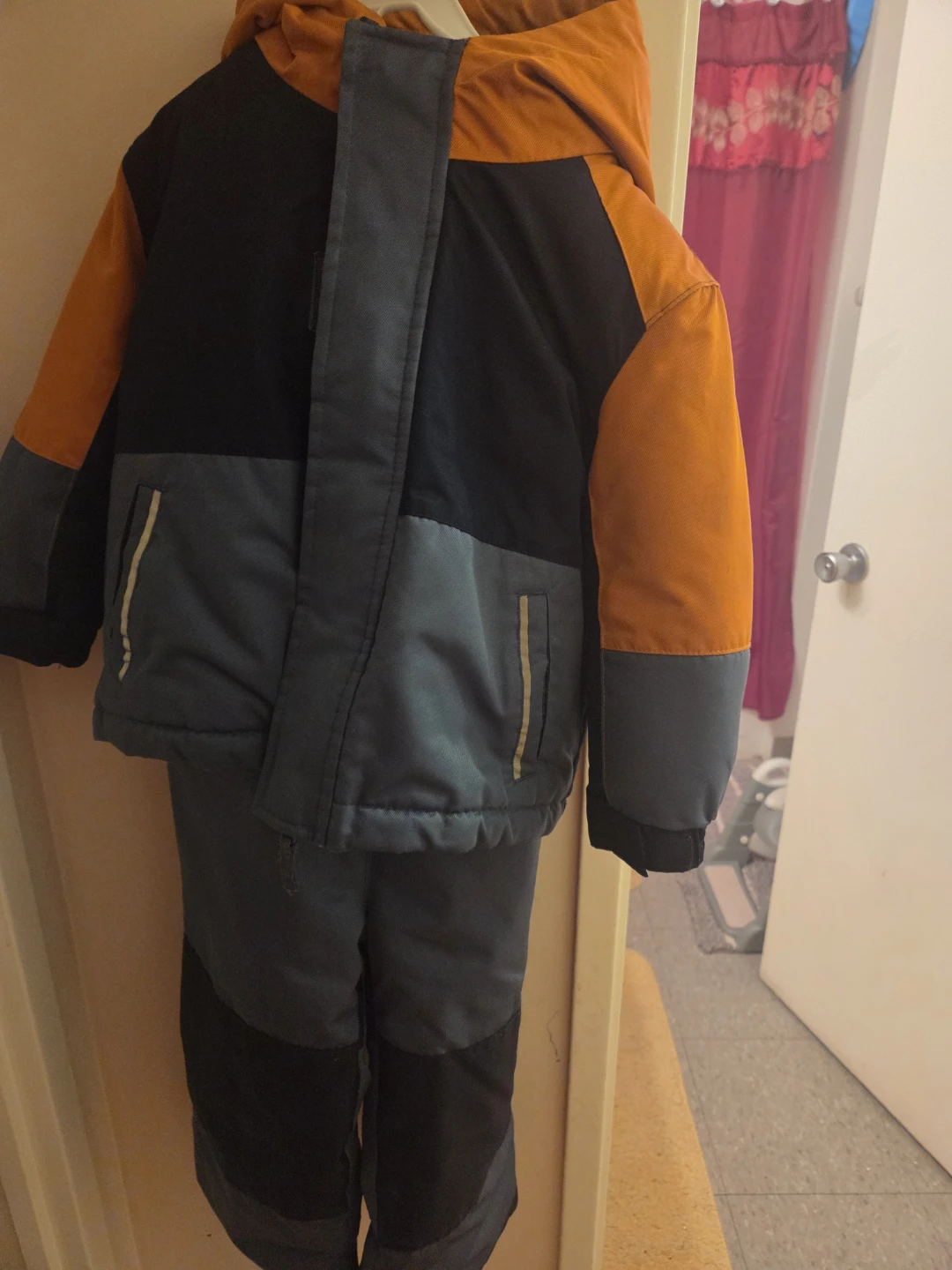 Kids' Snowsuit - Orange, Black & Grey