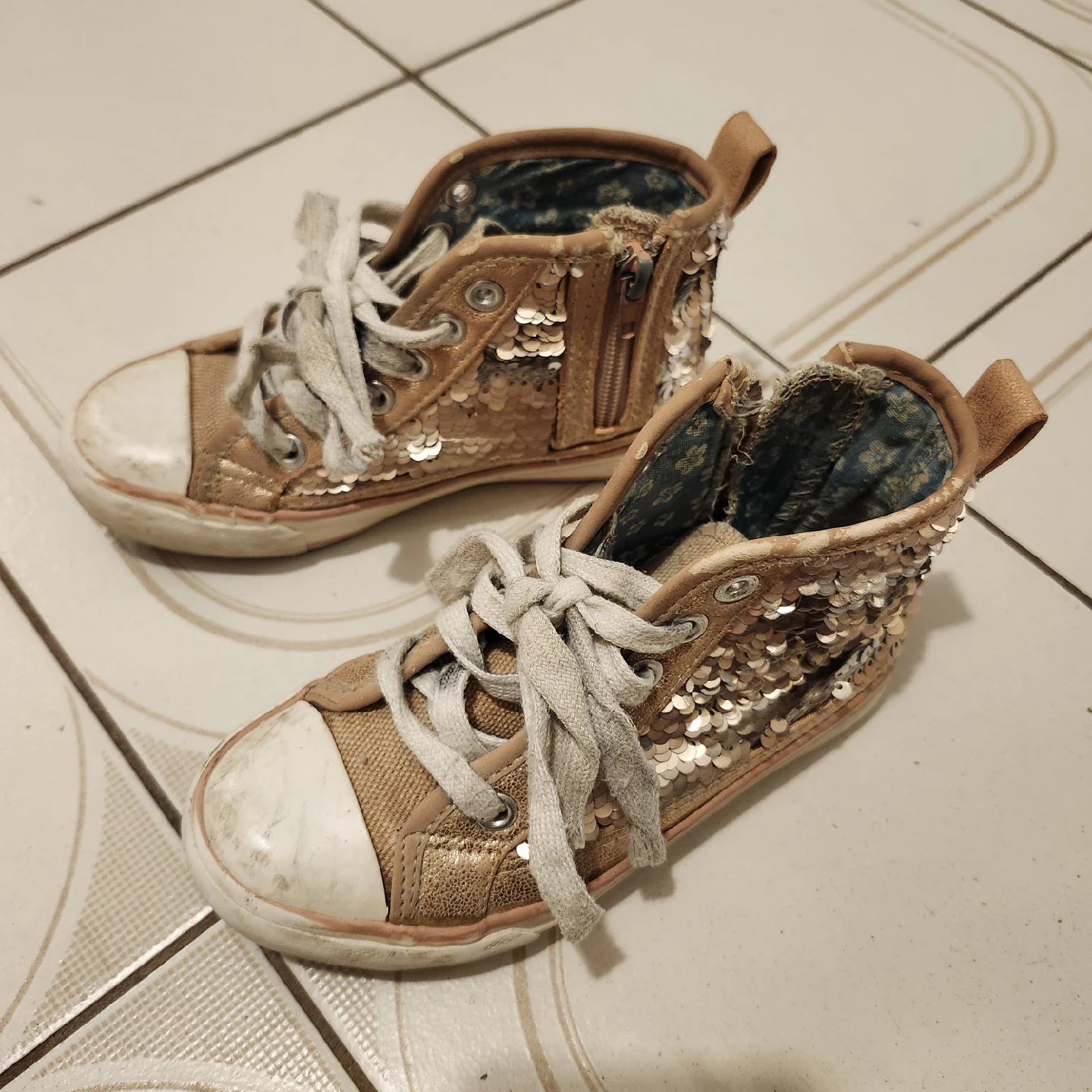 Sequin High-Top Sneakers - Size 11 Girl - photo 2