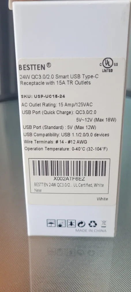 BESTTEN 24W QC3.0/2.0 Smart USB Type-C Receptacle image indicator(3)