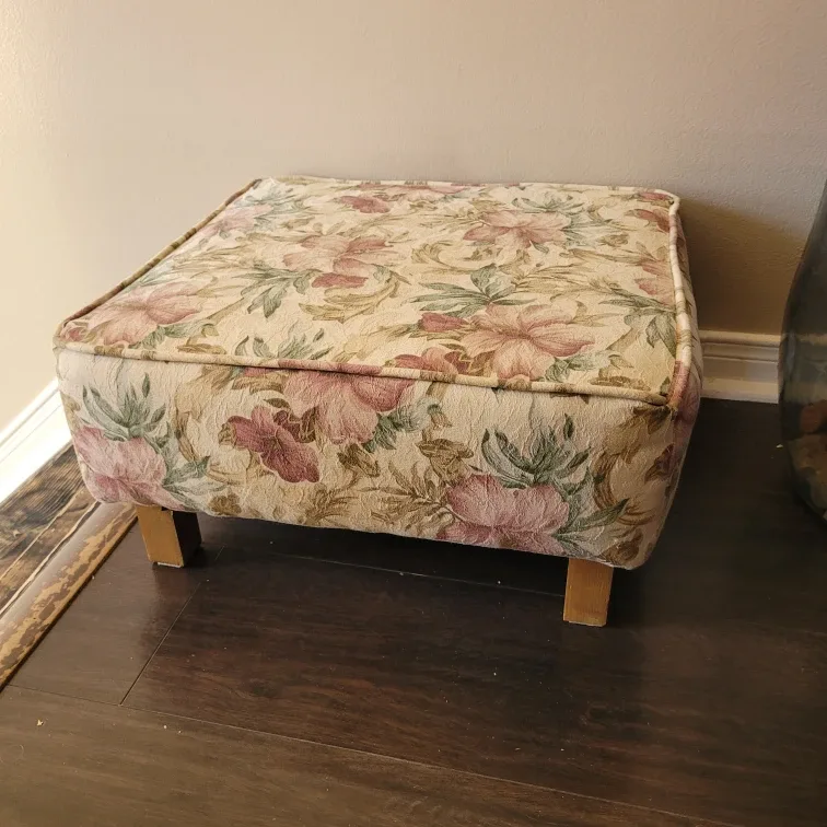 Old Cushion Top Foot Stool 10" tall 21" x 19" image indicator(5)