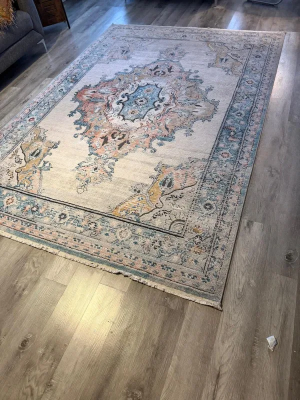 Beige & Blue Area Rug image indicator(3)