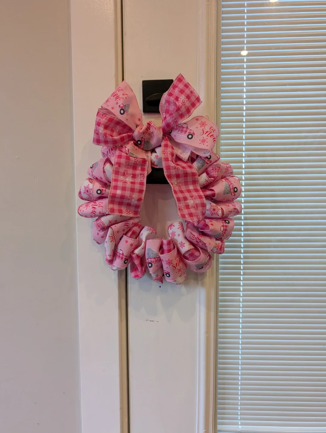 Pink Ribbon Wreath with Truck Design