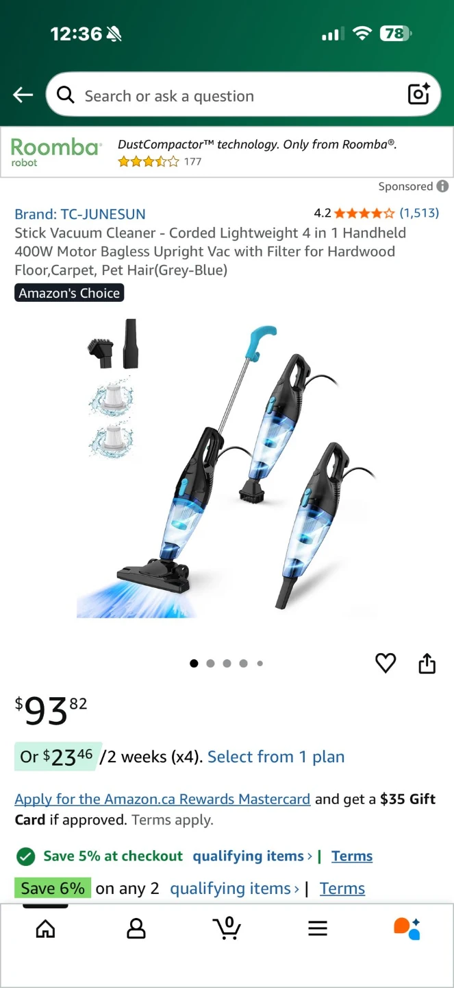 Powerful  4-in-1 Corded Stick Vacuum