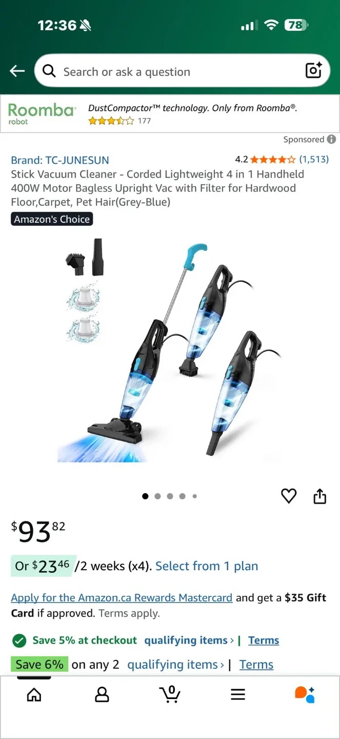 Powerful  4-in-1 Corded Stick Vacuum