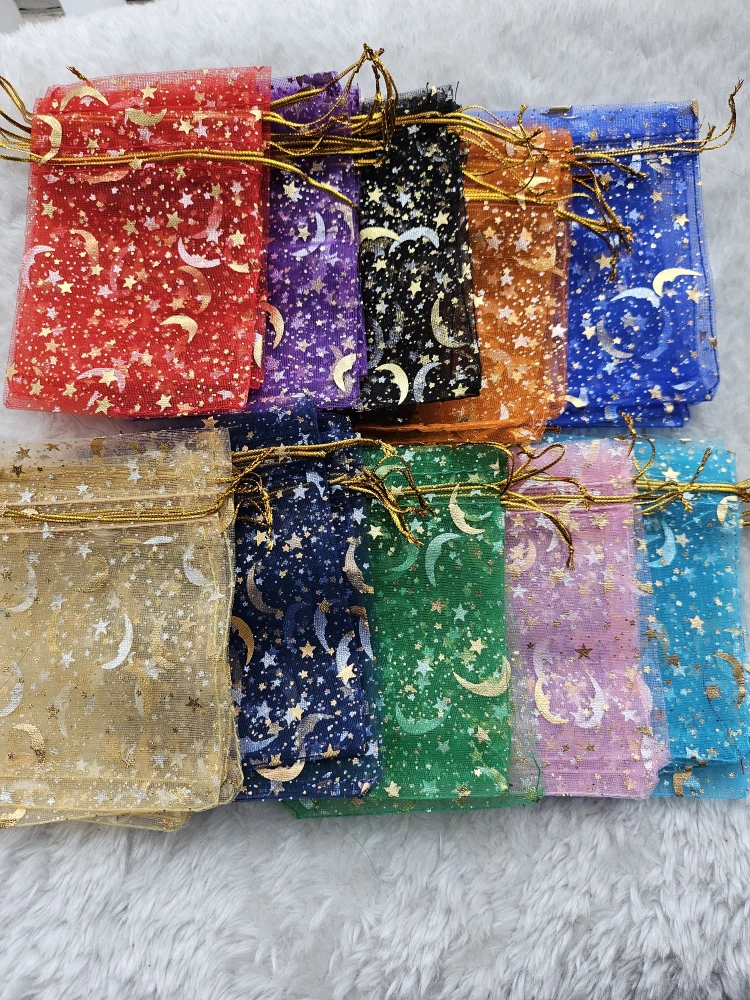 50 Drawstring Mesh Gift Bags - Assorted Colours