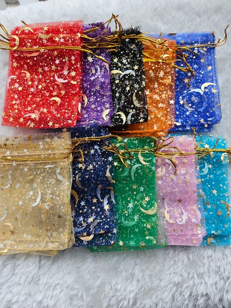 50 Drawstring Mesh Gift Bags - Assorted Colours