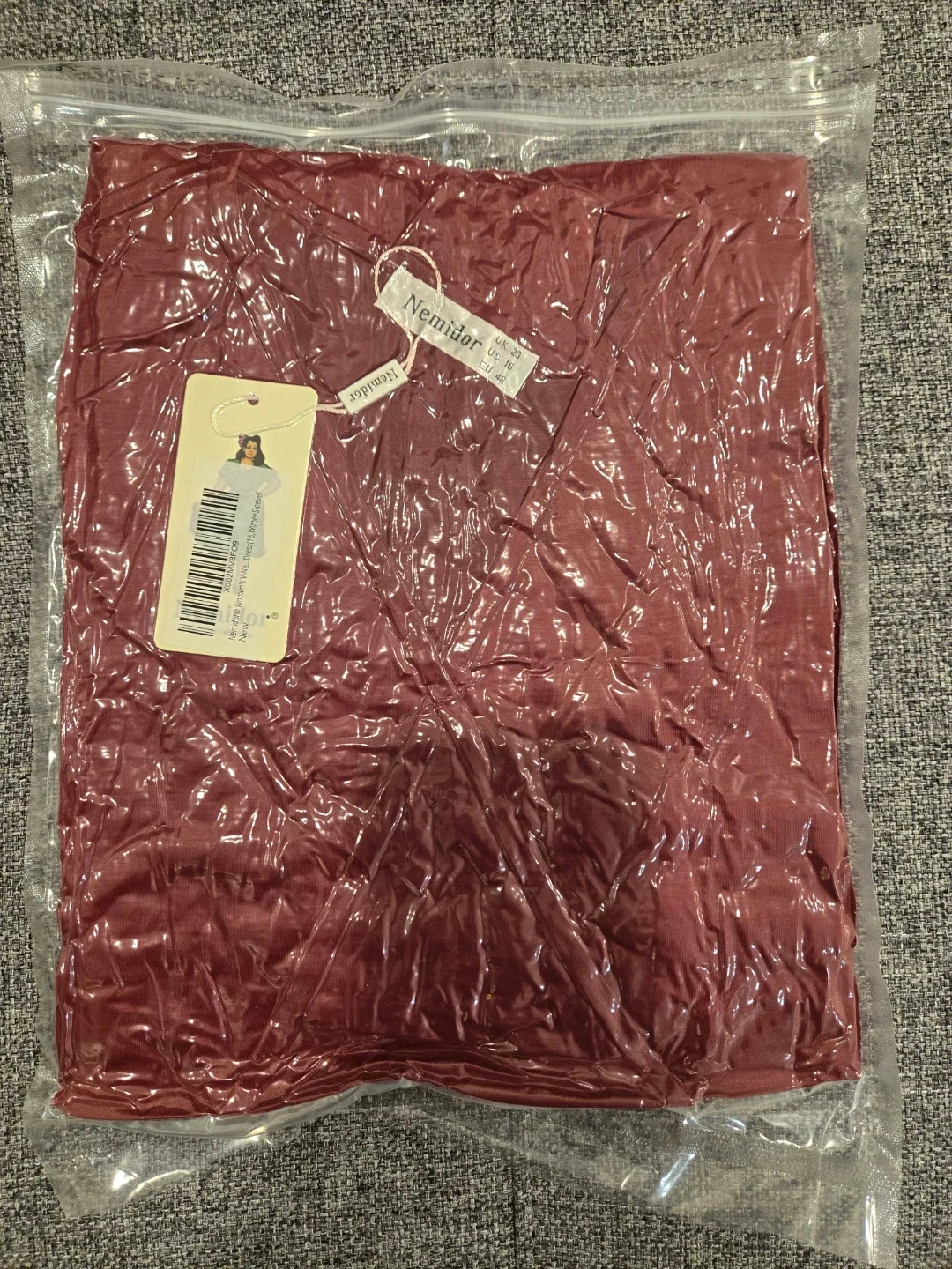 Women's V-Neckline Dress - Size 16, Burgundy image indicator(2)