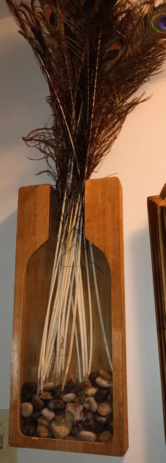 Wood wall sconce Vase w bottle shaped glass front image indicator(3)