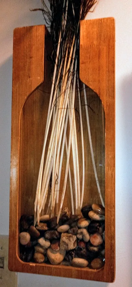 Wood wall sconce Vase w bottle shaped glass front image indicator(4)