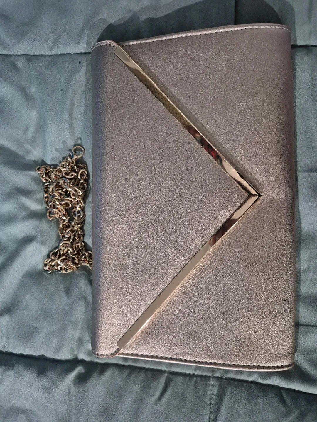 Madison West  Clutch Crossbody Bag Blush Pink Gold Chain Purse image indicator(4)