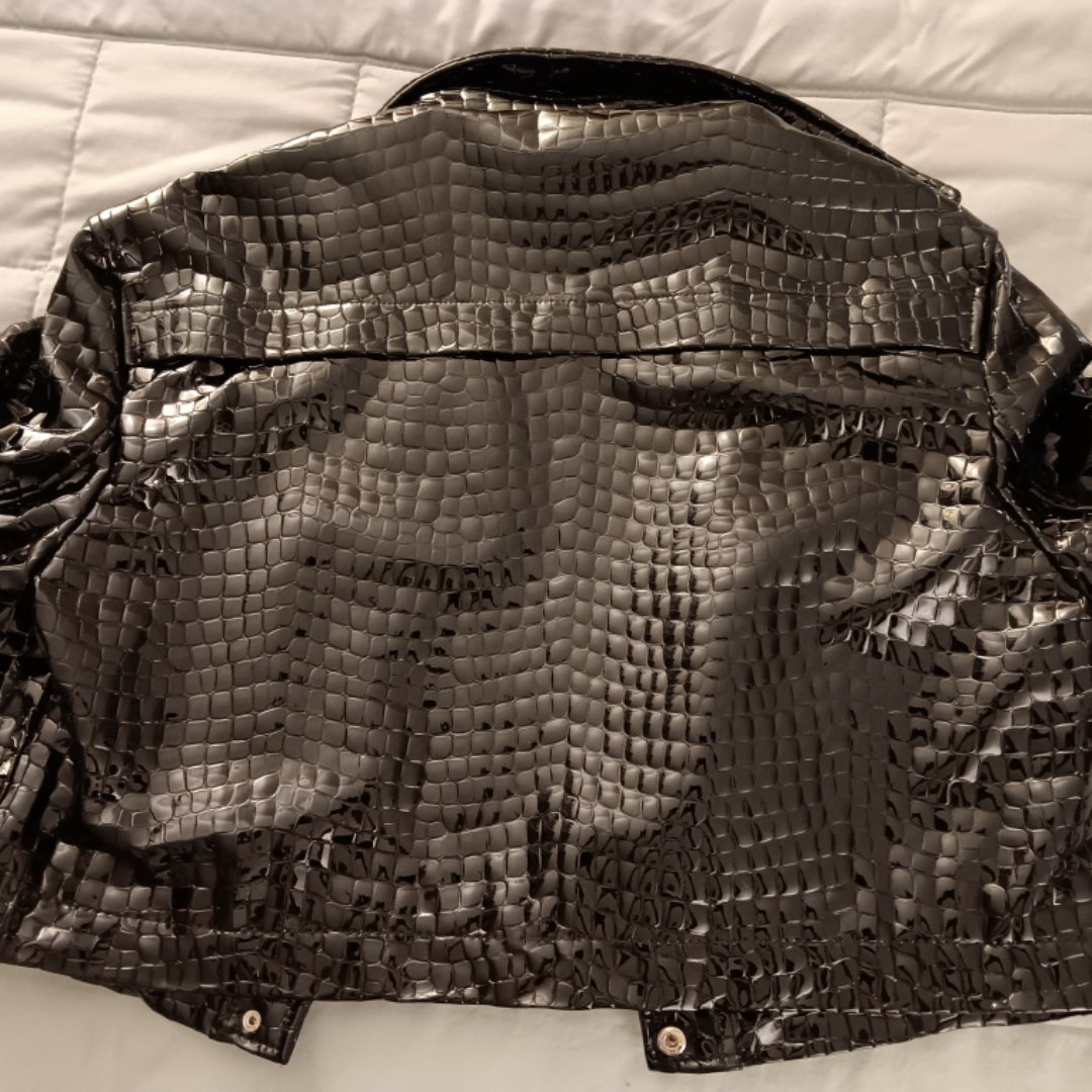 Le Alesco Black Croc Patent Leather Jacket - photo 4