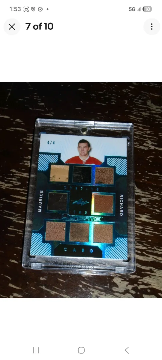 Leaf Ultimate Hockey Maurice Richard Card/ leather worn relics image indicator(7)