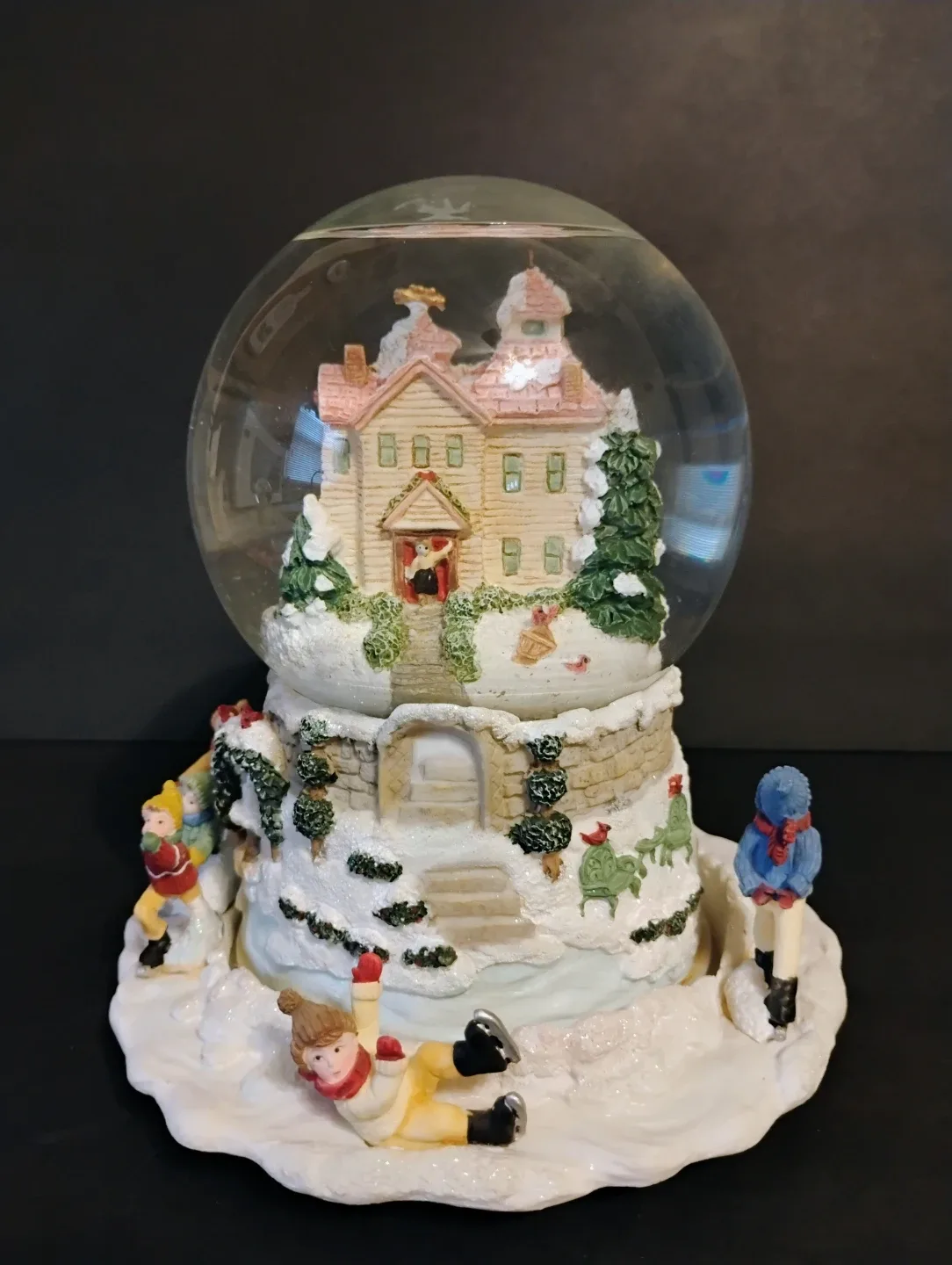 CHRISTMAS THEMED MUSICAL SNOW GLOBE WITH ROTATING SKATERS image indicator(3)