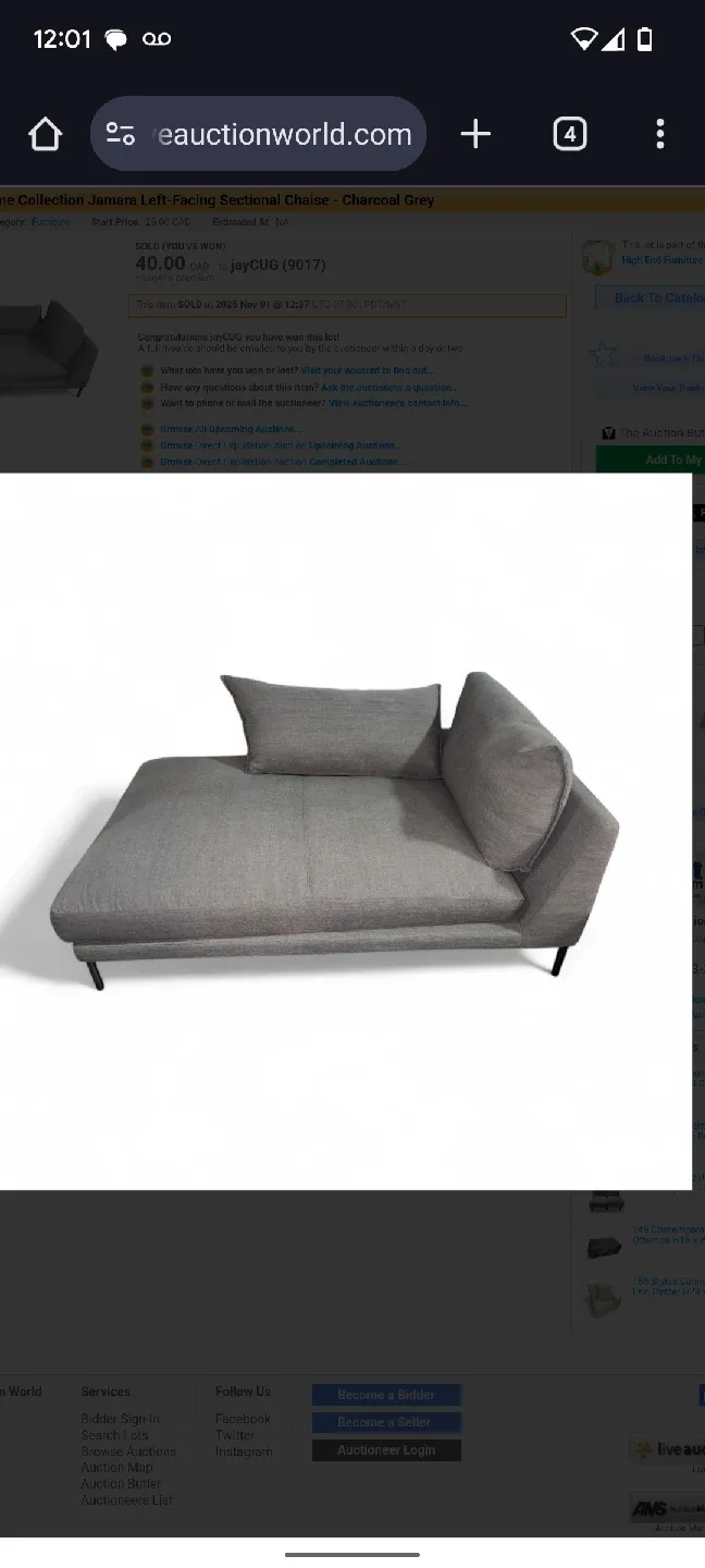 Jomara Collection Left-Facing Sectional Chaise - Grey image indicator(2)