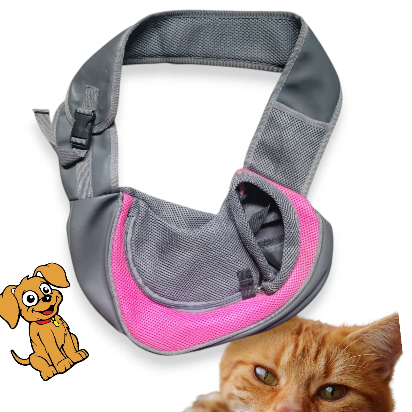 Pet Carrier Sling - Grey & Pink