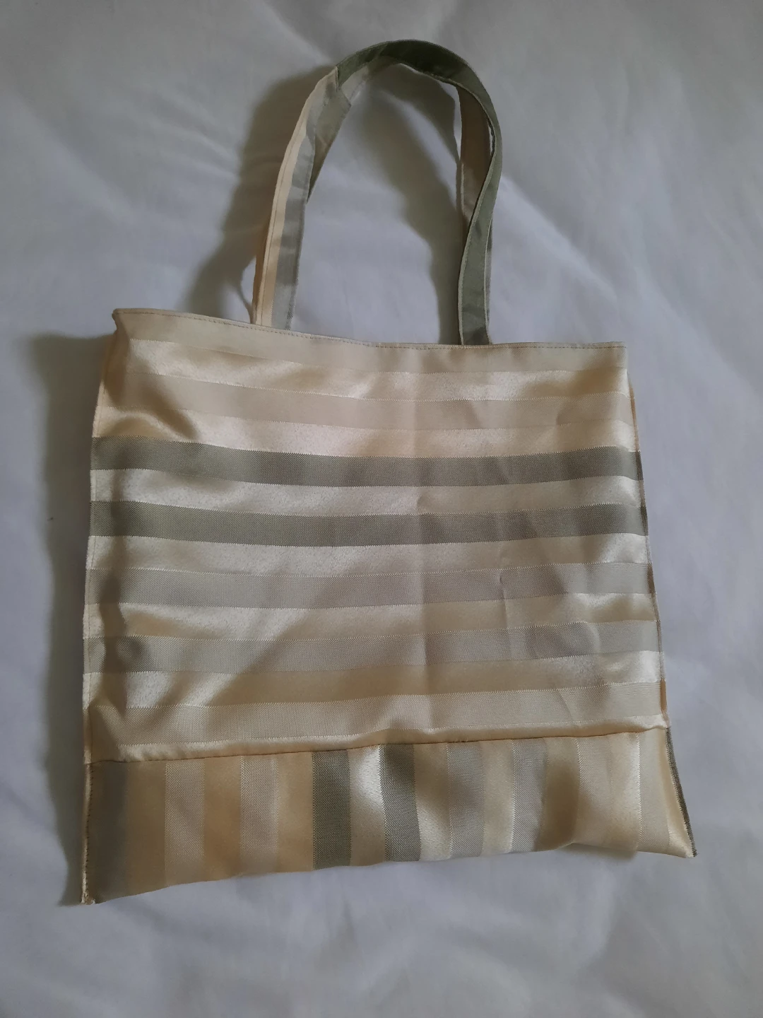 Reversible , Striped Tote Bag - Beige and Grey - photo 3