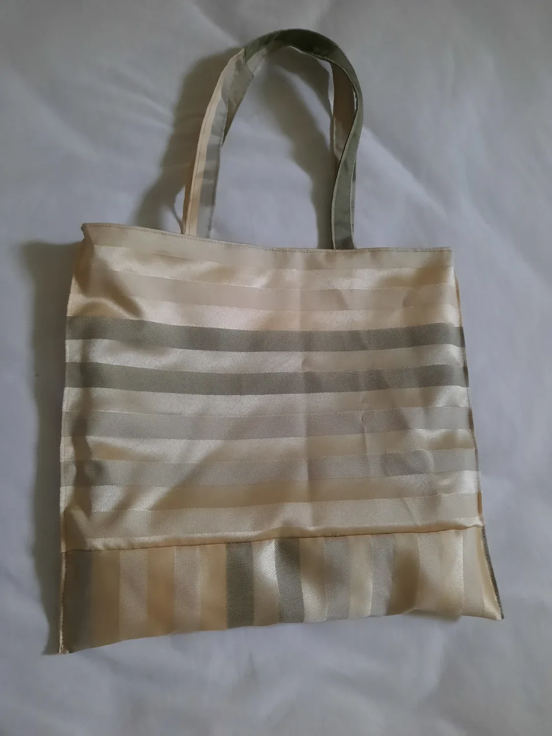 Reversible , Striped Tote Bag - Beige and Grey image indicator(3)